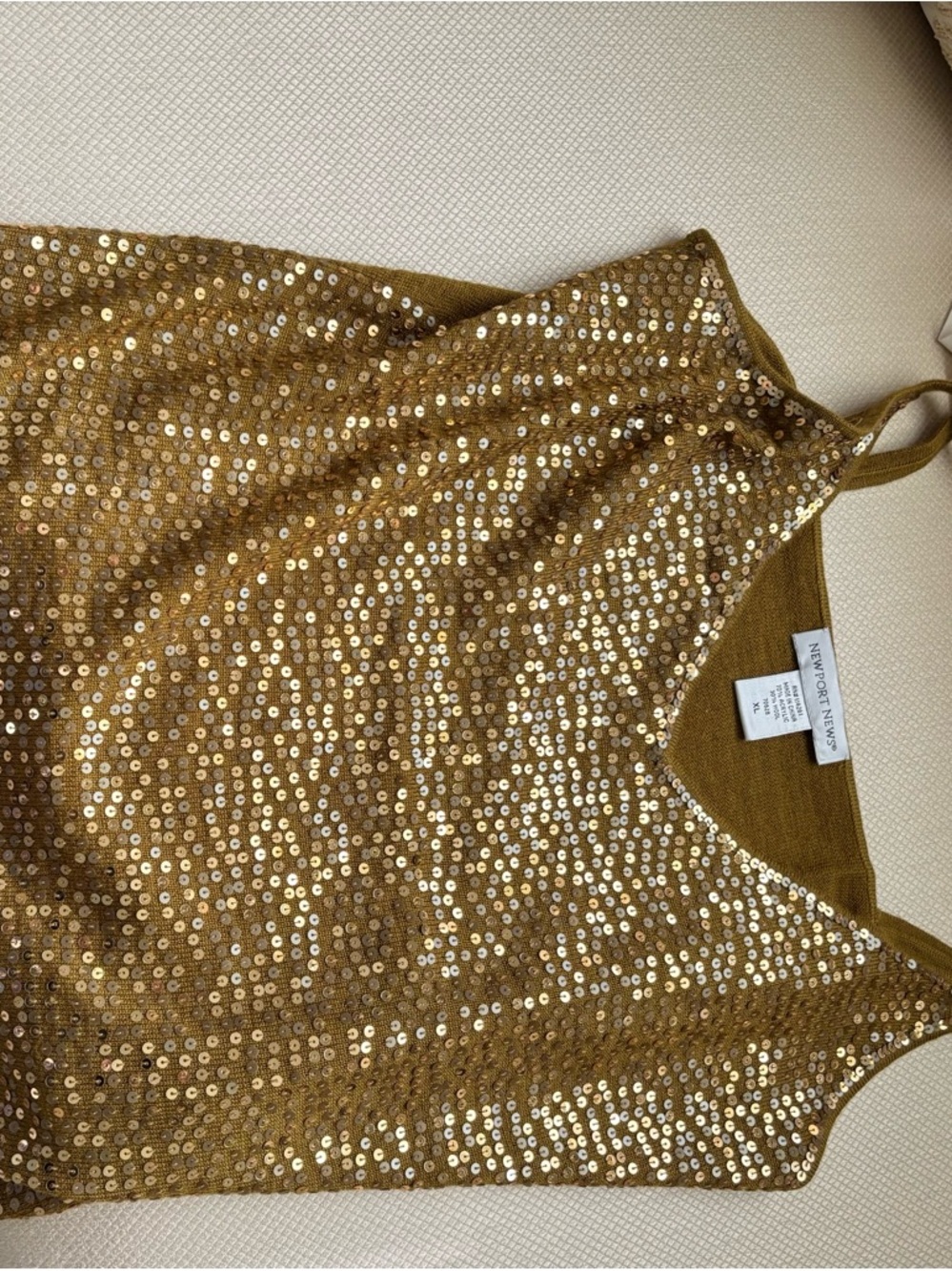 Newport News Metallic Gold Sequin Fancy Top
